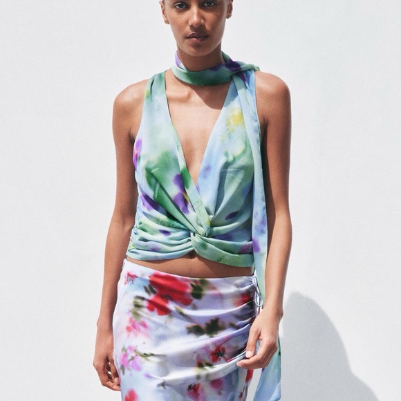 Zara Multicolor Tie-Dye Blouse - Picture 1 of 13